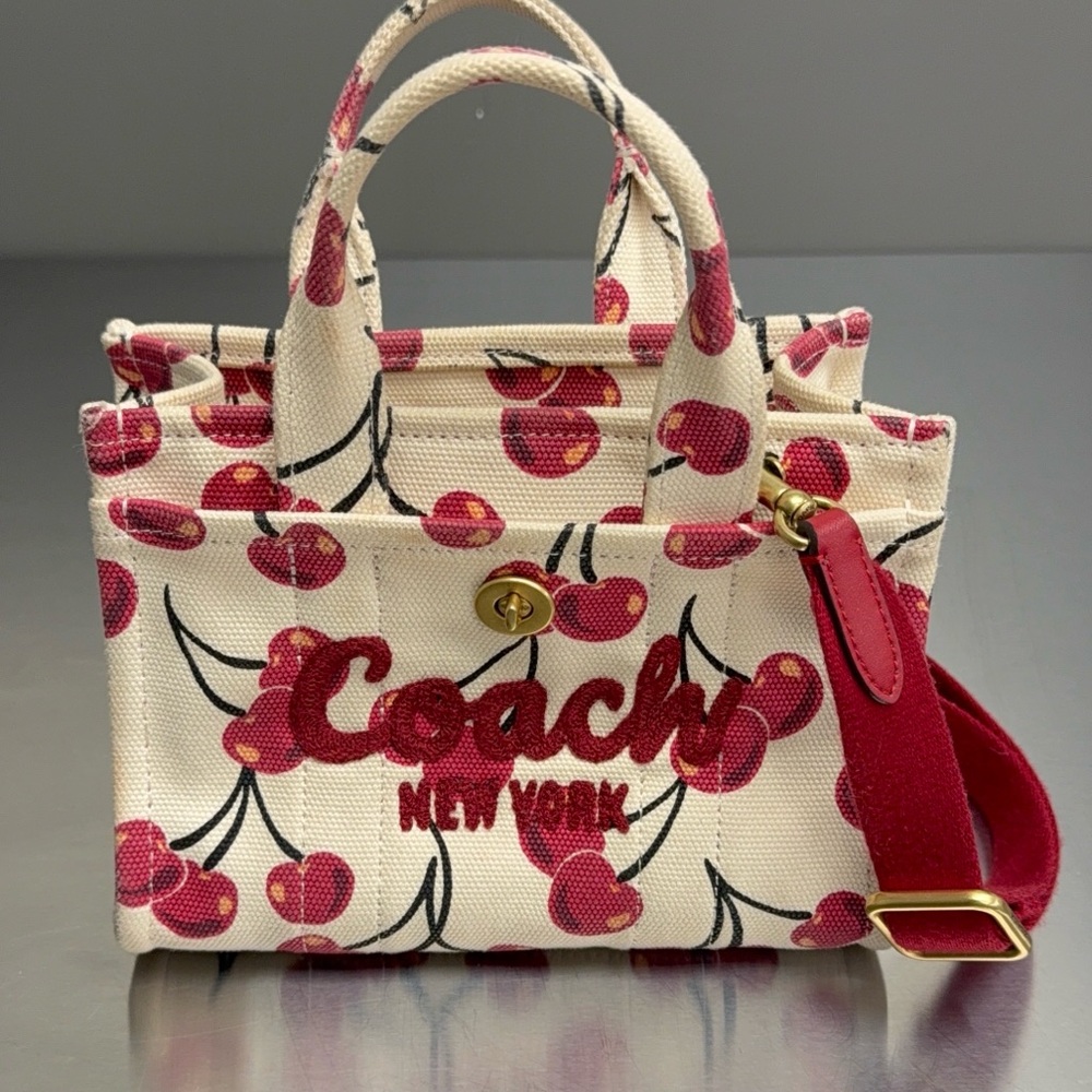 Coach Cherry Print Mini Cargo Canvas Crossbody